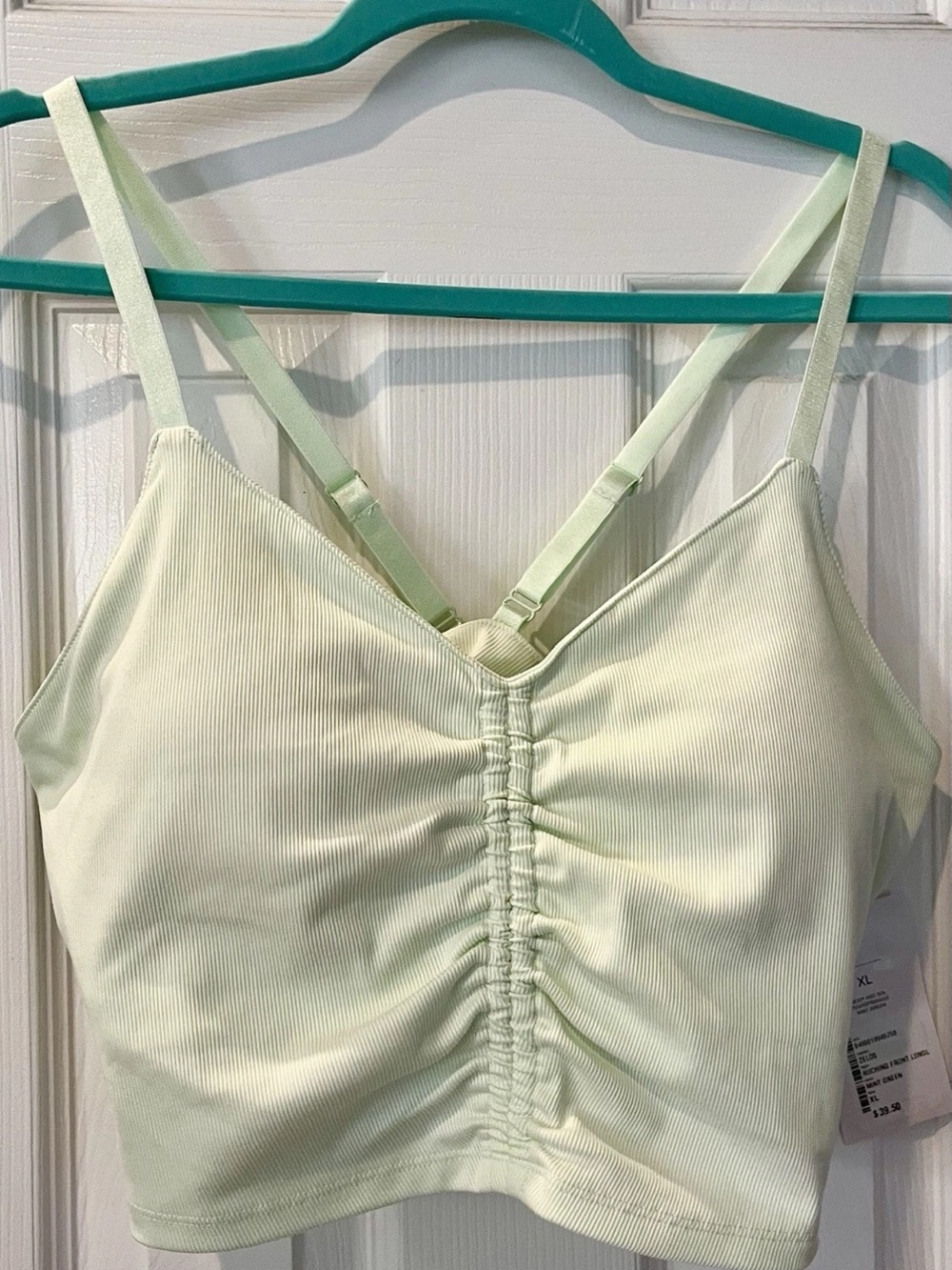 Body & Sol Ruched Front
Longline Sports Bralette Top - Mint Green - XL - NWT